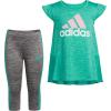 imageadidas girls 2 Piece 3stripe Tight SetSemi Mint Rush