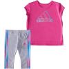 imageadidas girls 2 Piece Cotton Tee 3stripe Tight SetLeggingsPink