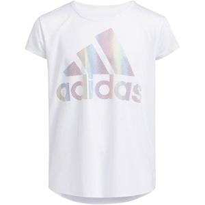 imageadidas Girls Short Sleeve Rainbow Scoop Neck Tee TShirtWhite