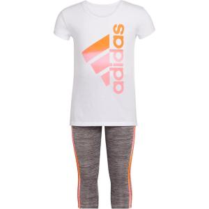 imageadidas girls 2 Piece 3stripe Tight SetWhite