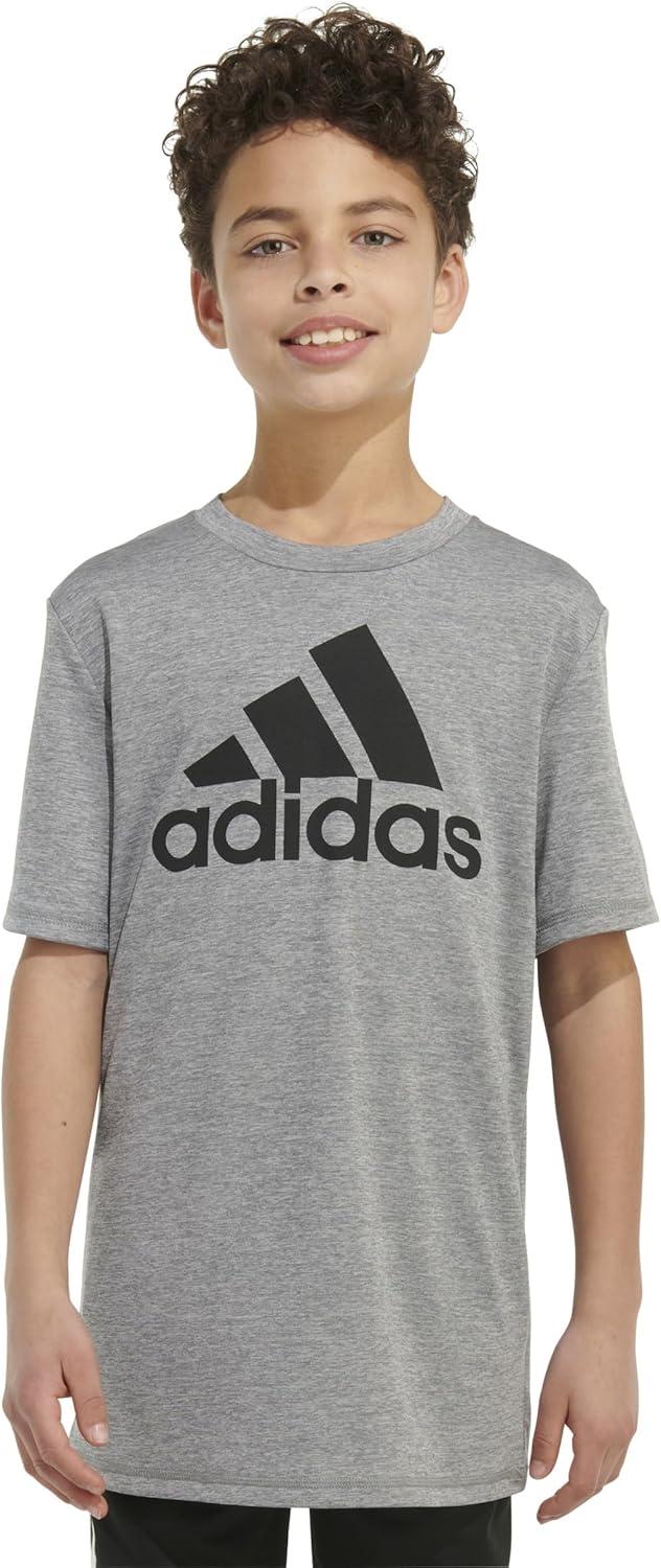 imageadidas Boys Plus Size Short Sleeve Aeroready Performance Logo Tee TShirtDark Gray
