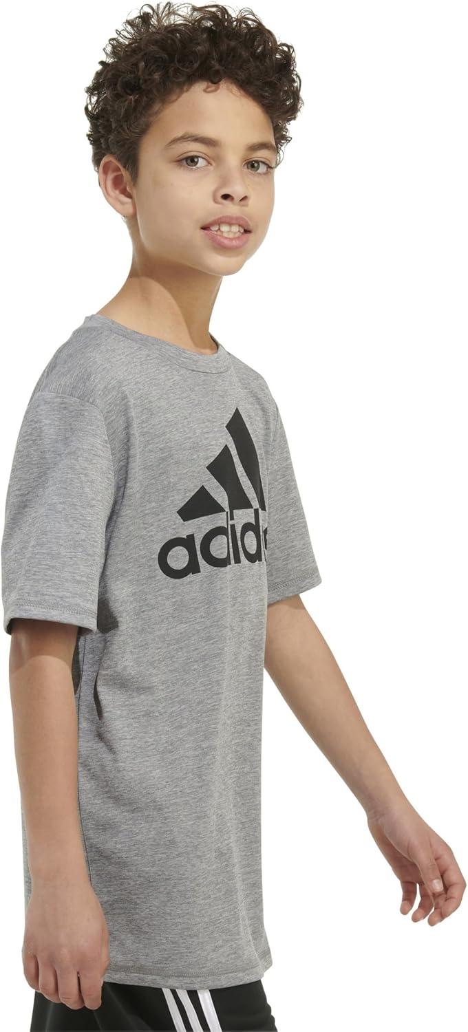 imageadidas Boys Plus Size Short Sleeve Aeroready Performance Logo Tee TShirtDark Gray
