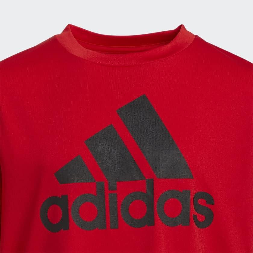 imageadidas Boys Plus Size Short Sleeve Aeroready Performance Logo Tee TShirtScarlet Adi