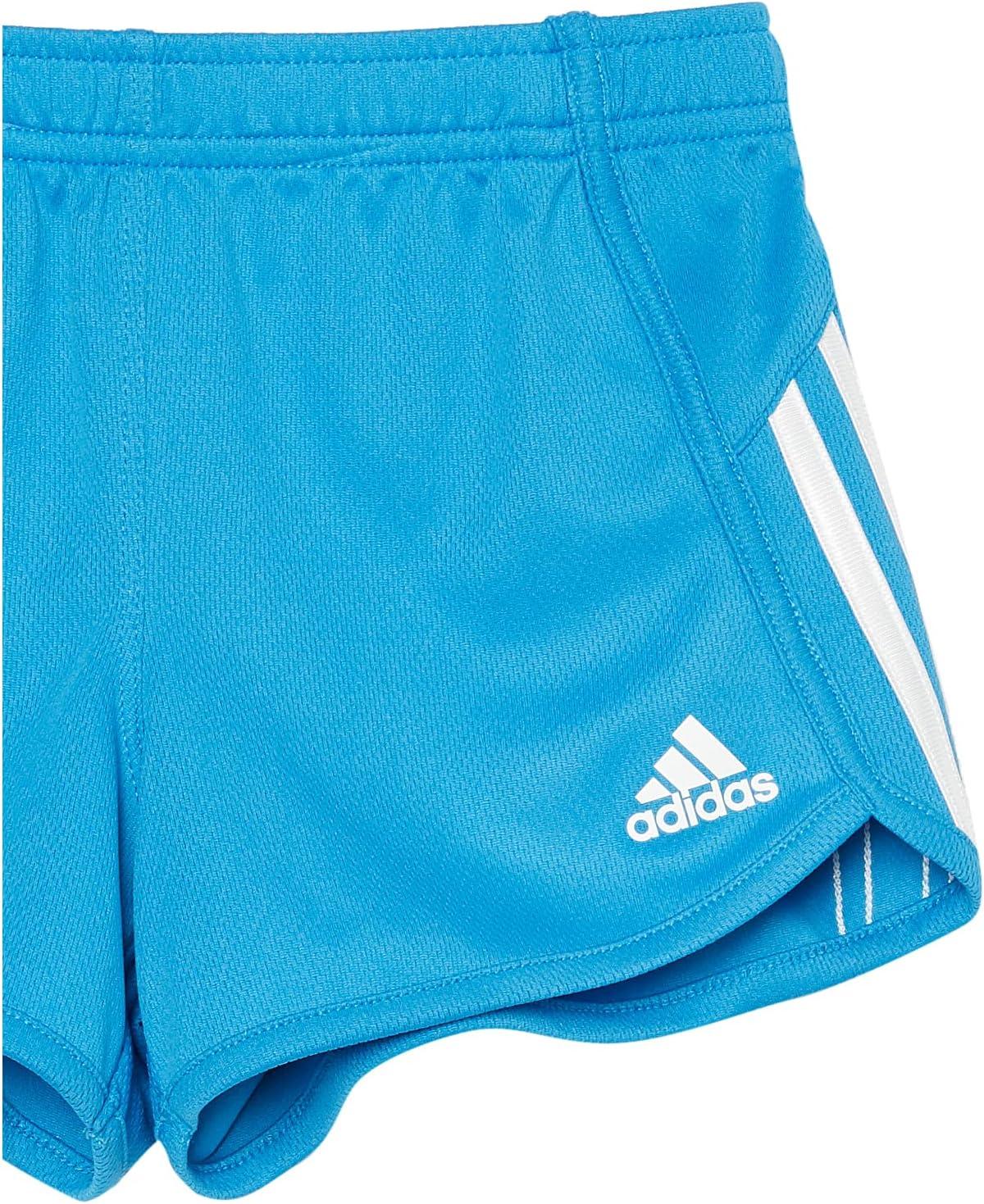 imageadidas Girls Elastic Waistband 3 Stripe Mesh ShortBlue Rush