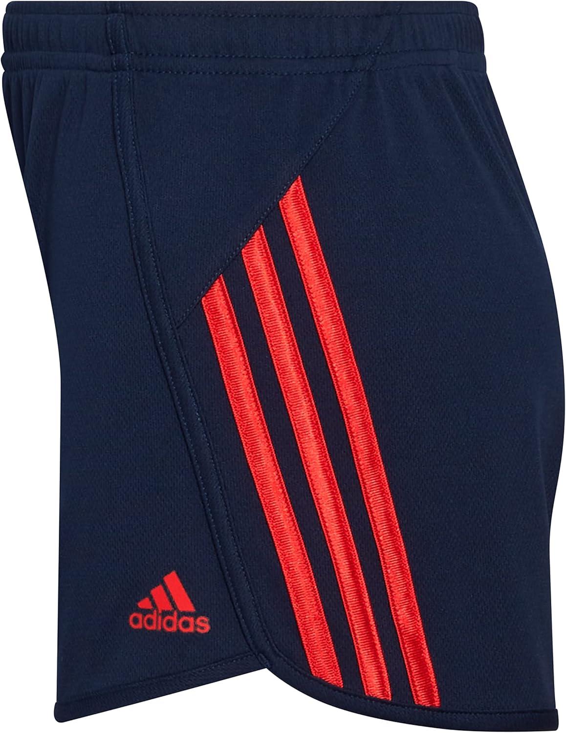 imageadidas Girls Elastic Waistband 3 Stripe Mesh ShortCollegiate Navy