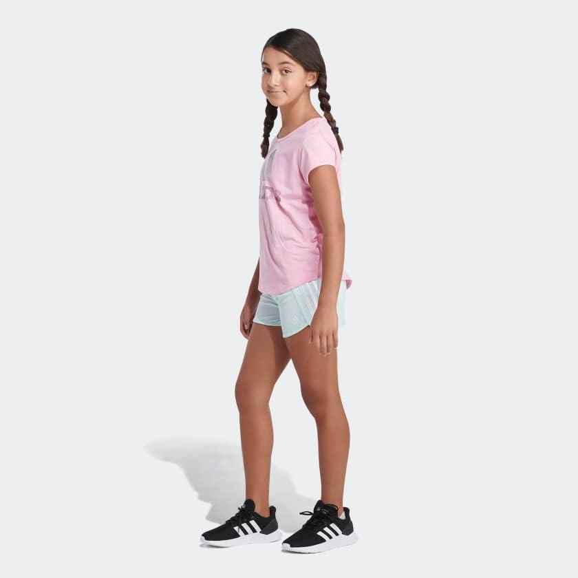 imageadidas Girls Elastic Waistband 3 Stripe Mesh ShortIce Mint