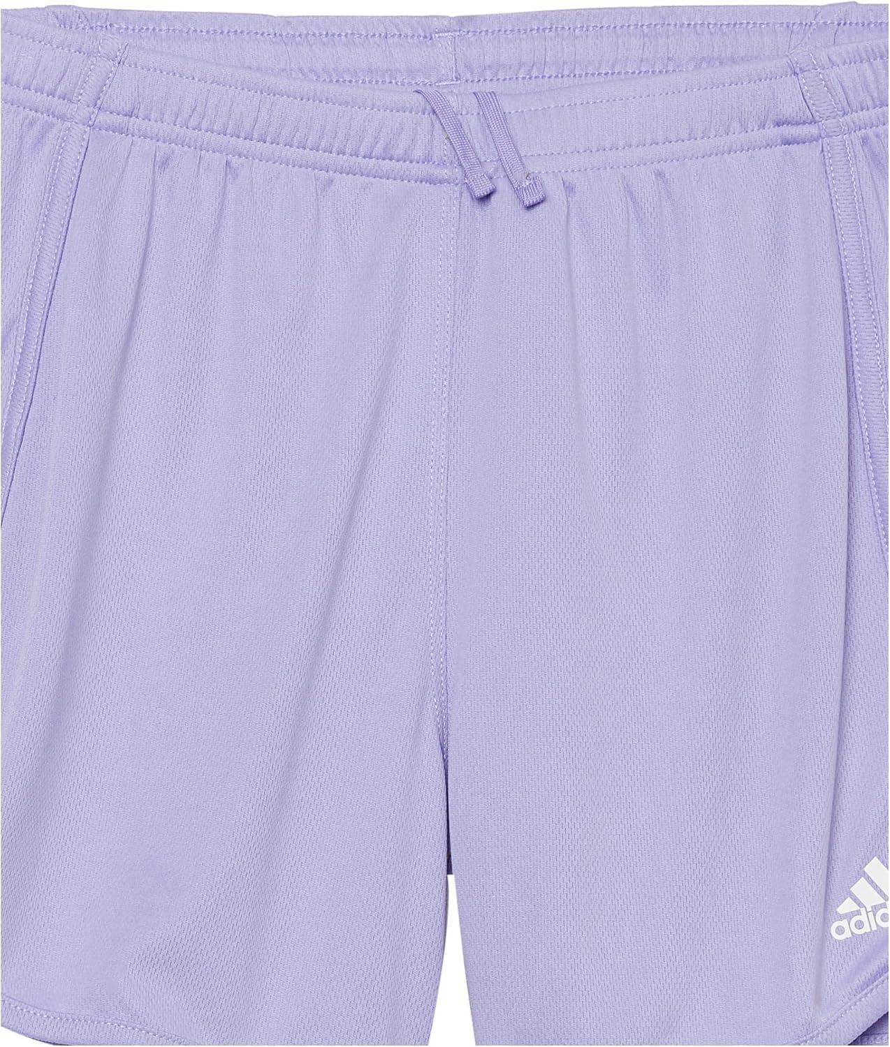 imageadidas Girls Elastic Waistband 3 Stripe Mesh ShortLight Purple