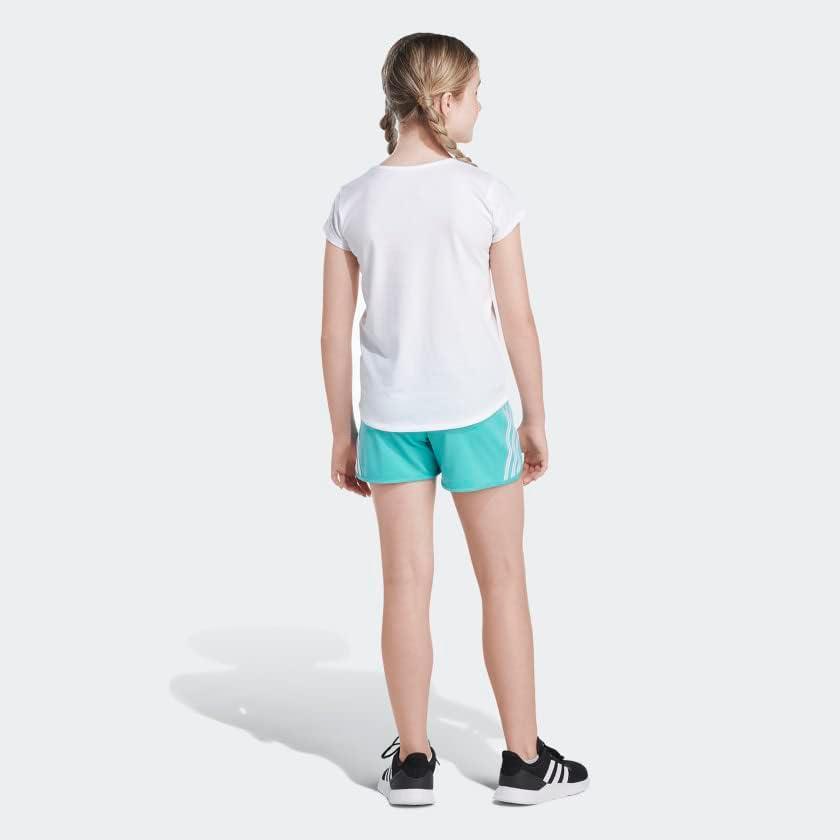 imageadidas Girls Elastic Waistband 3 Stripe Mesh ShortSemi Mint Rush