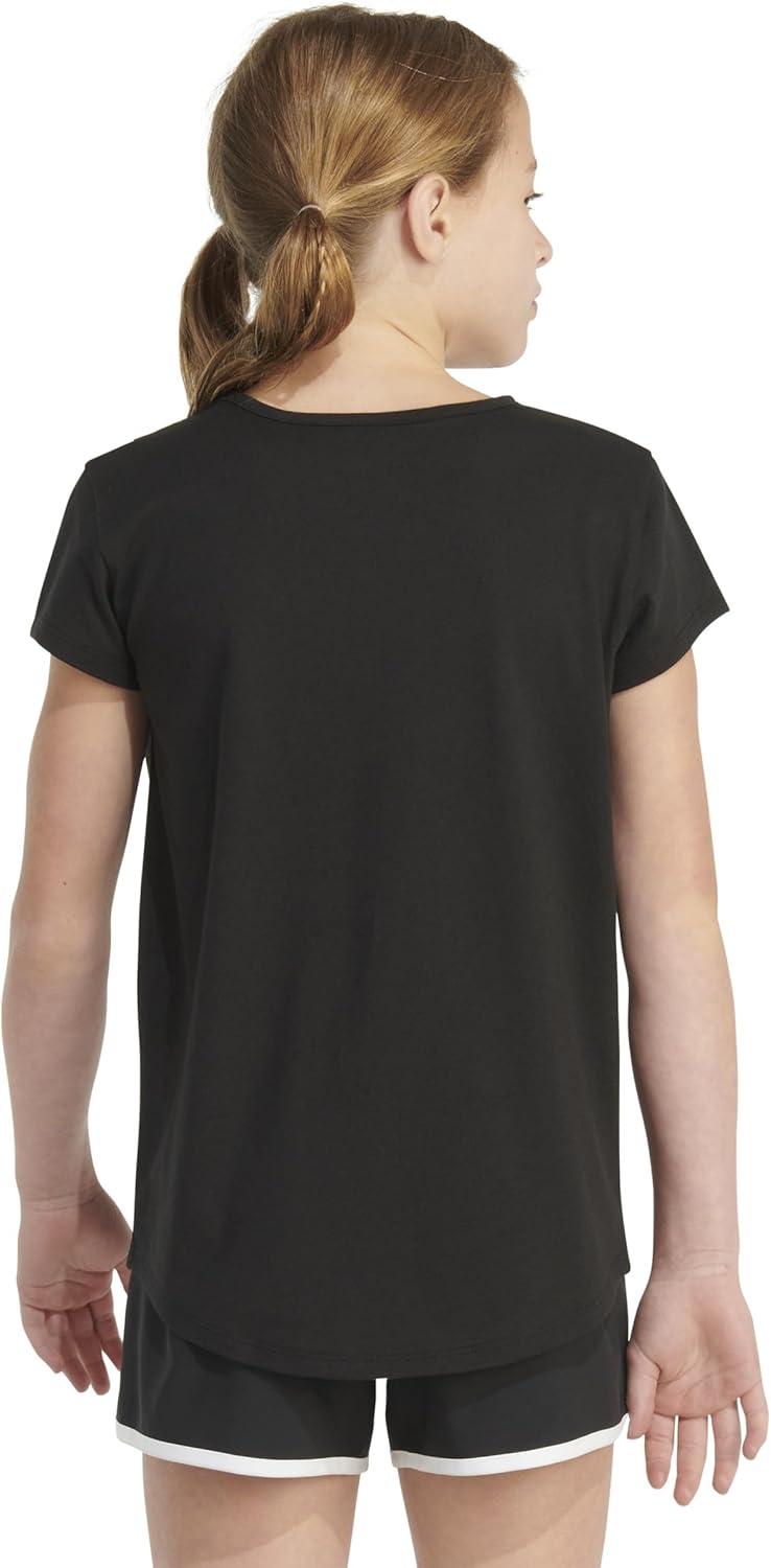 imageadidas Girls Short Sleeve Cotton Essential TShirt TopBlack Multi