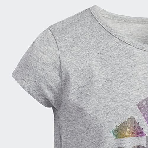 imageadidas Girls Short Sleeve Cotton Essential TShirt TopMedium Grey Heather