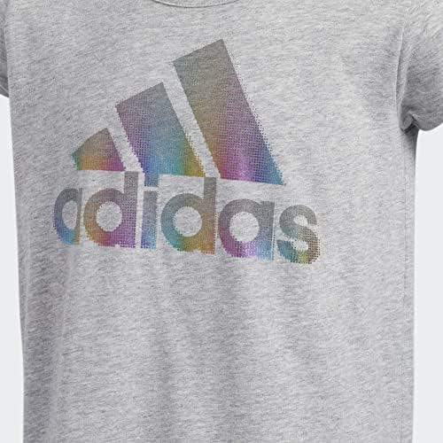 imageadidas Girls Short Sleeve Cotton Essential TShirt TopMedium Grey Heather