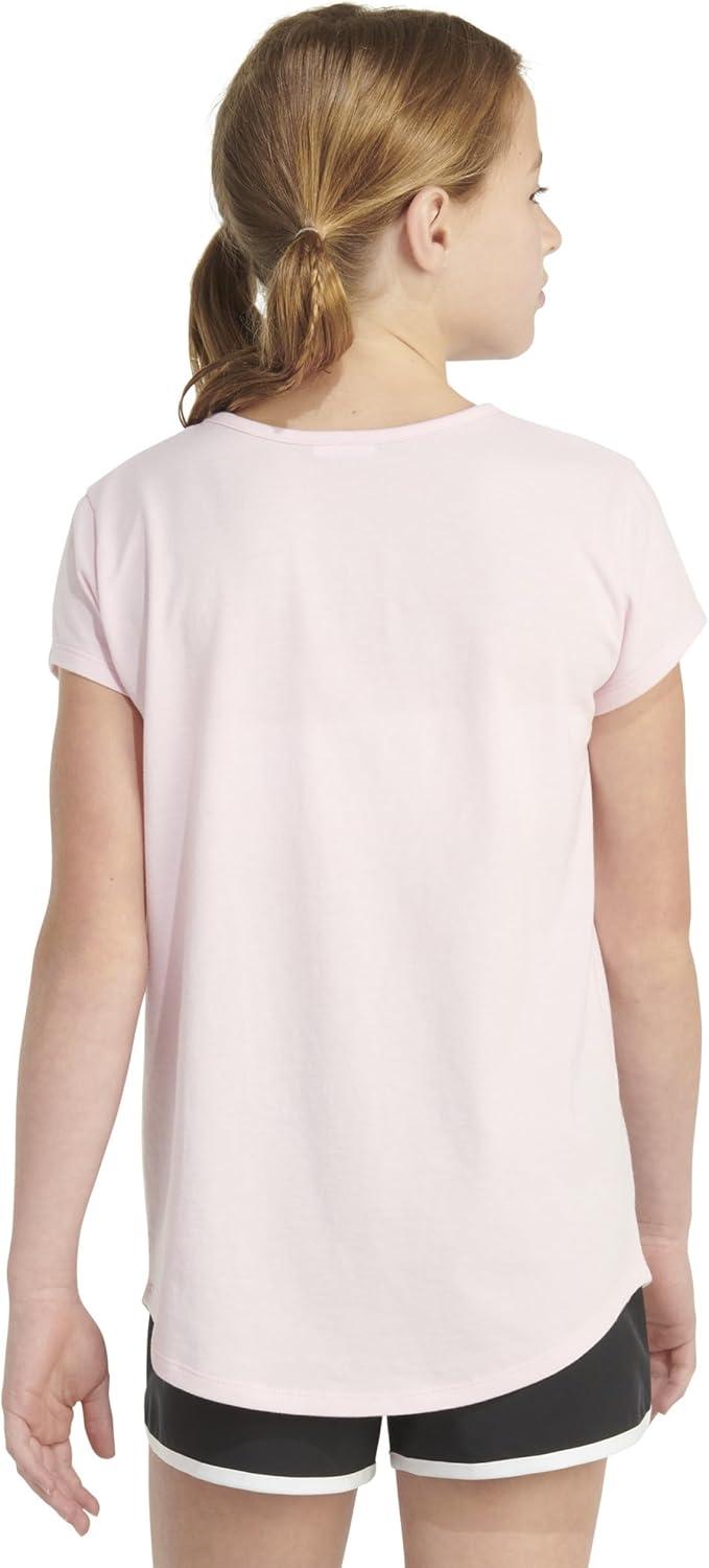 imageadidas Girls Short Sleeve Cotton Essential TShirt TopPink Sparkle