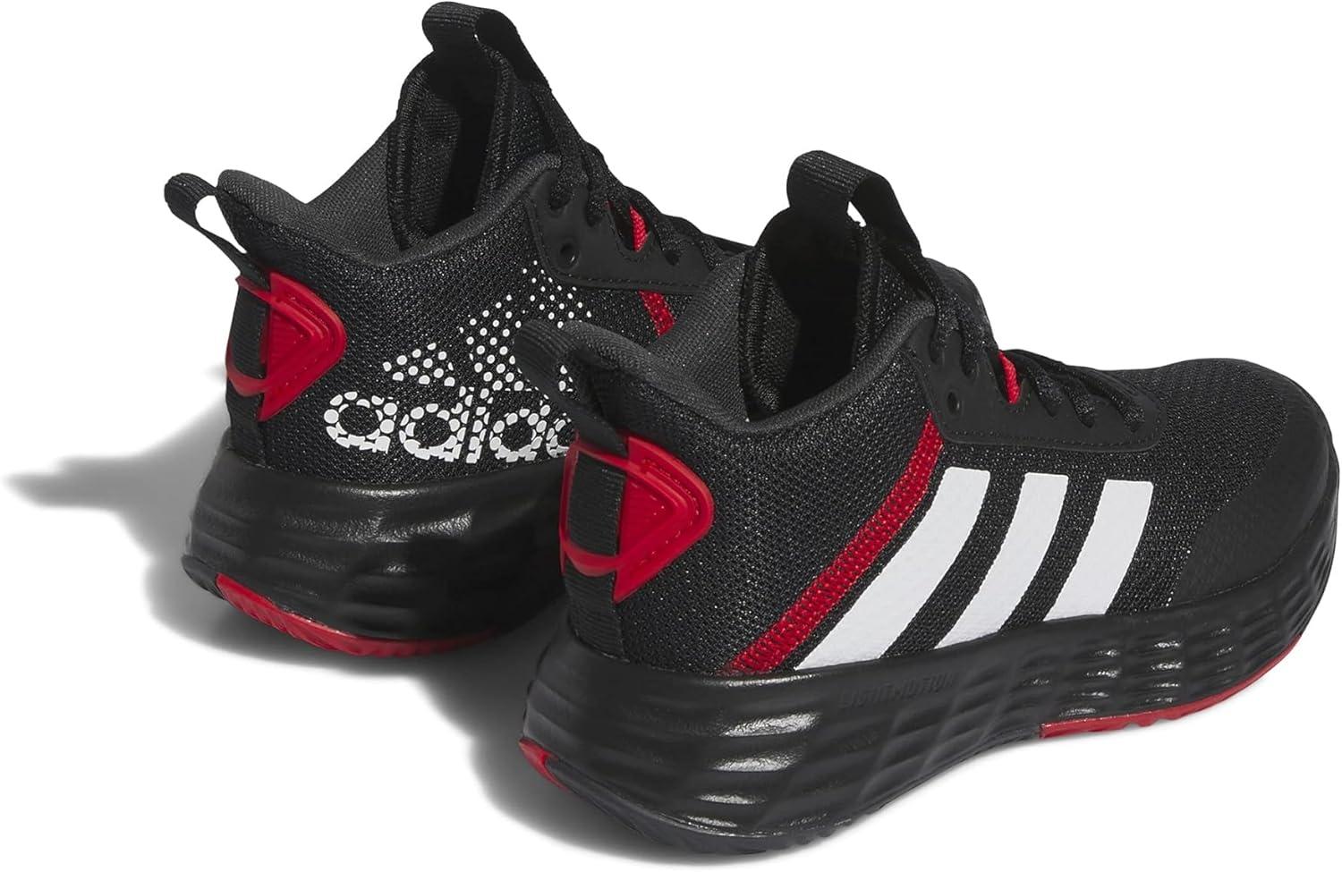 imageadidas Kids Own the Game 20 Basketball ShoeCore BlackWhiteVivid Red
