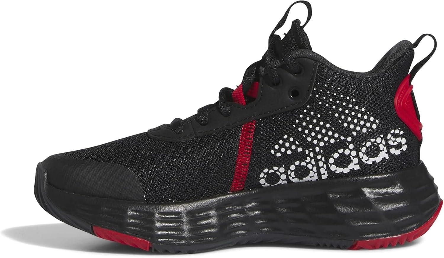 imageadidas Kids Own the Game 20 Basketball ShoeCore BlackWhiteVivid Red