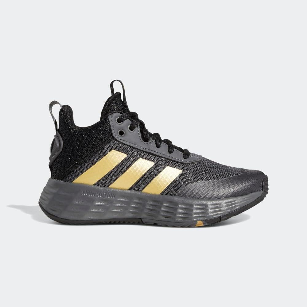 imageadidas Kids Own the Game 20 Basketball ShoeGrey FiveMatte GoldCore Black