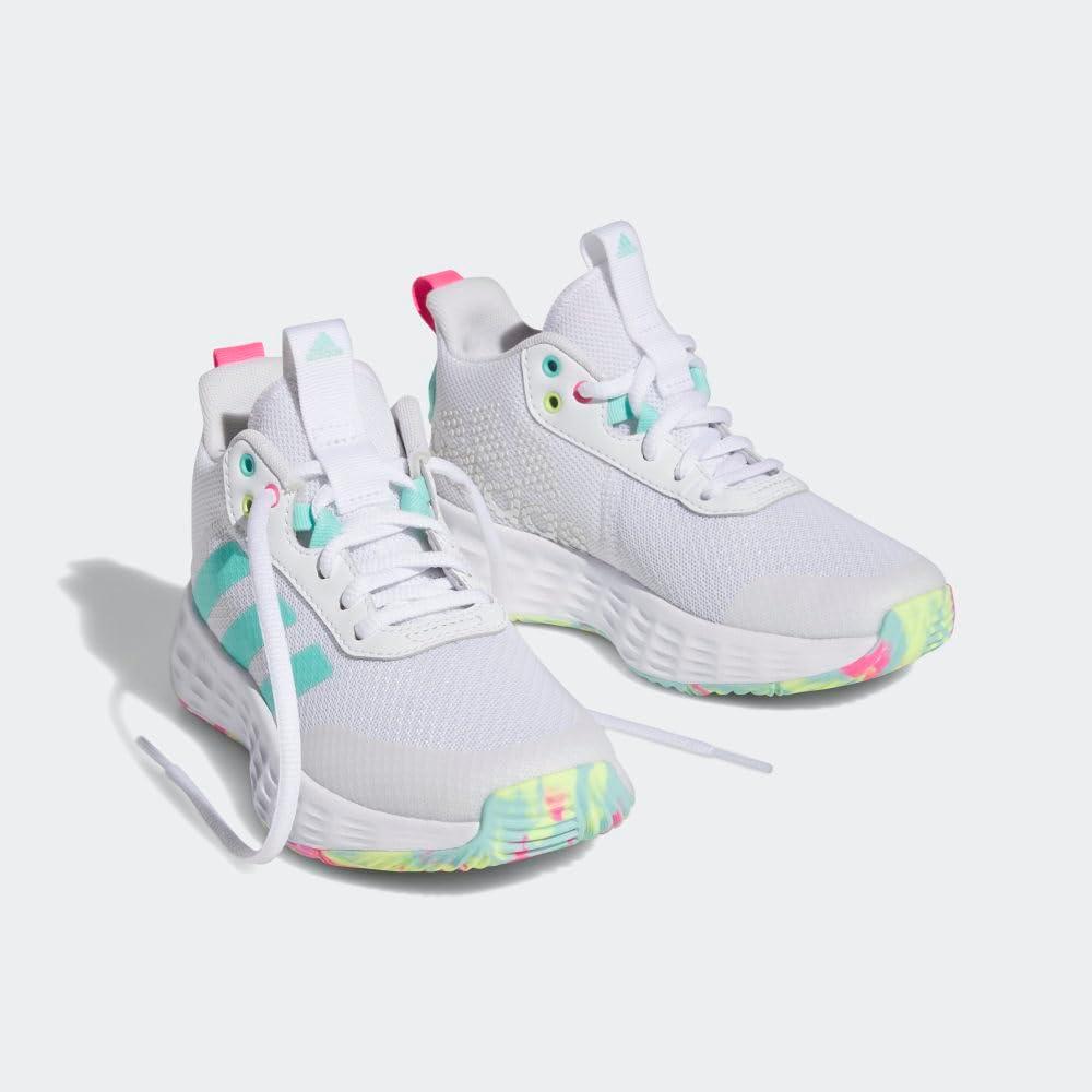 imageadidas Kids Own the Game 20 Basketball ShoeWhiteFlash AquaLucid Pink