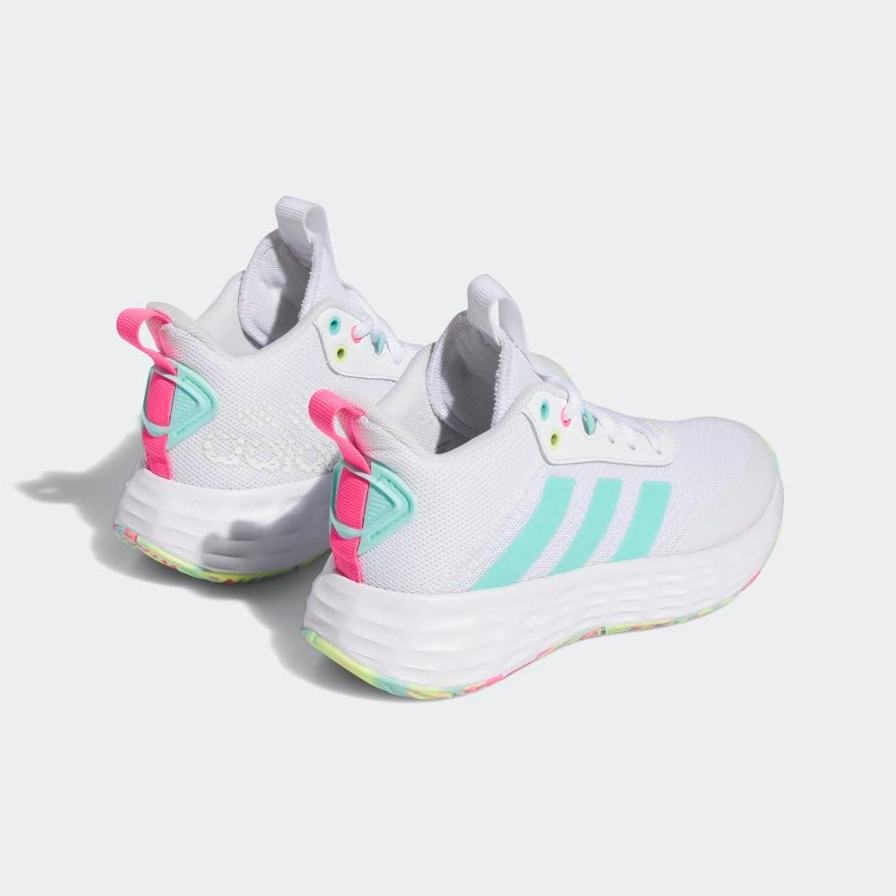 imageadidas Kids Own the Game 20 Basketball ShoeWhiteFlash AquaLucid Pink