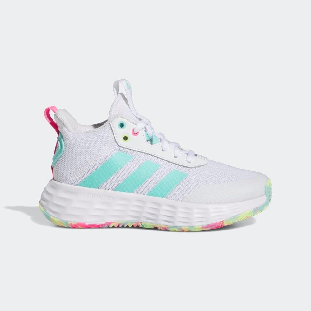 imageadidas Kids Own the Game 20 Basketball ShoeWhiteFlash AquaLucid Pink