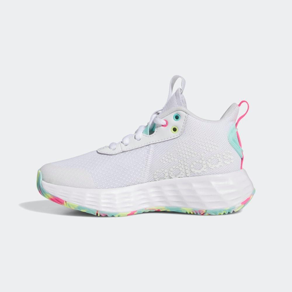 imageadidas Kids Own the Game 20 Basketball ShoeWhiteFlash AquaLucid Pink