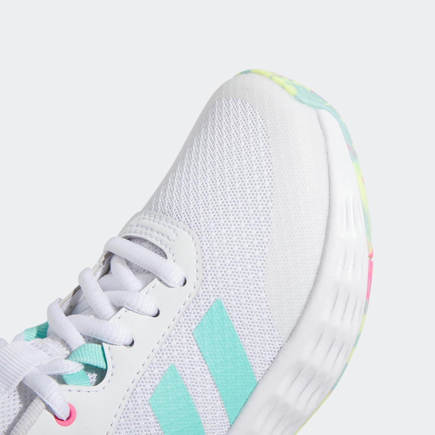imageadidas Kids Own the Game 20 Basketball ShoeWhiteFlash AquaLucid Pink