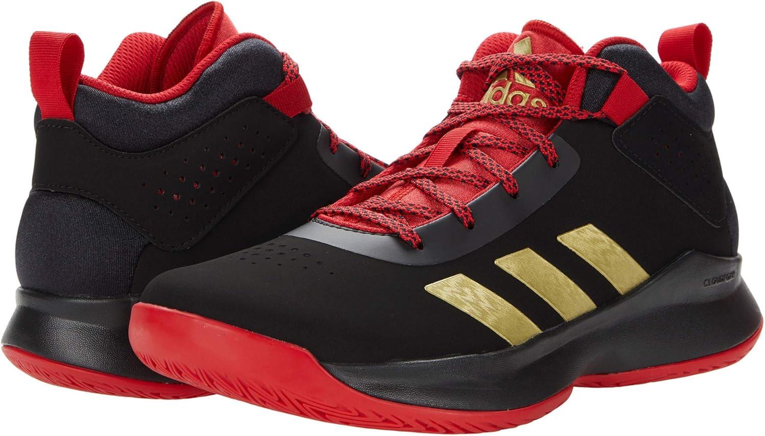 imageadidas UnisexChild Cross Em Up 5 Wide Basketball ShoeBlackGold MetallicScarlet