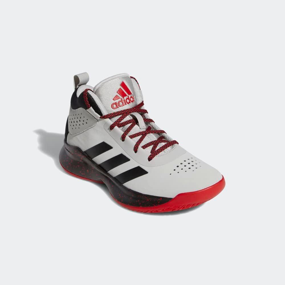 imageadidas UnisexChild Cross Em Up 5 Wide Basketball ShoeGreyBlackScarlet