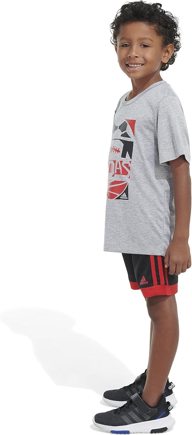imageadidas boys 2 Piece Game Time Short SetMedium Grey Heather