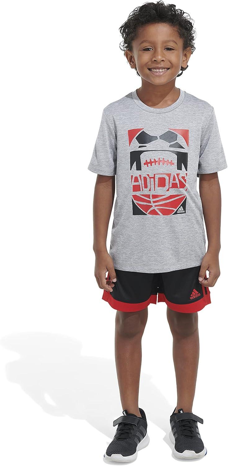 imageadidas boys 2 Piece Game Time Short SetMedium Grey Heather
