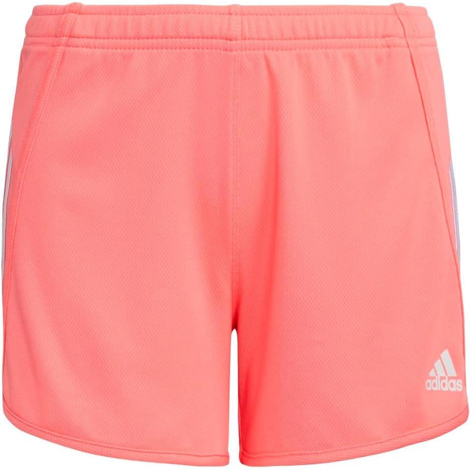 imageadidas Girls Elastic Waistband 3 Stripe Mesh ShortAcid Red