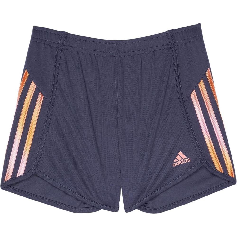 imageadidas Girls Elastic Waistband 3 Stripe Mesh ShortShadow Navy