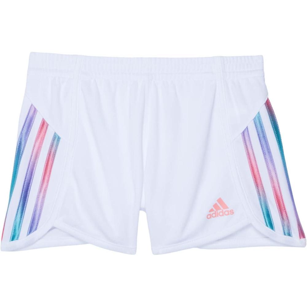 imageadidas Girls Elastic Waistband 3 Stripe Mesh ShortWhite