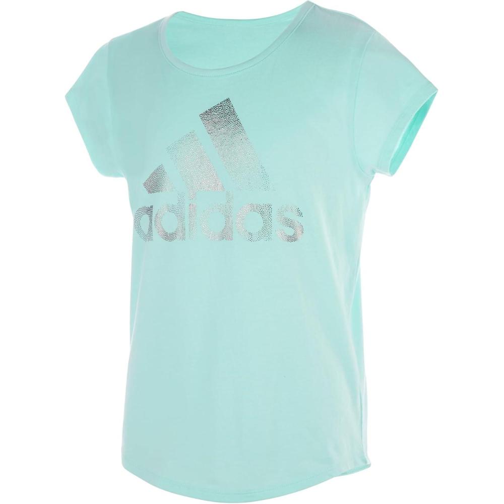 imageadidas Girls Short Sleeve Cotton Essential TShirt TopClear Mint