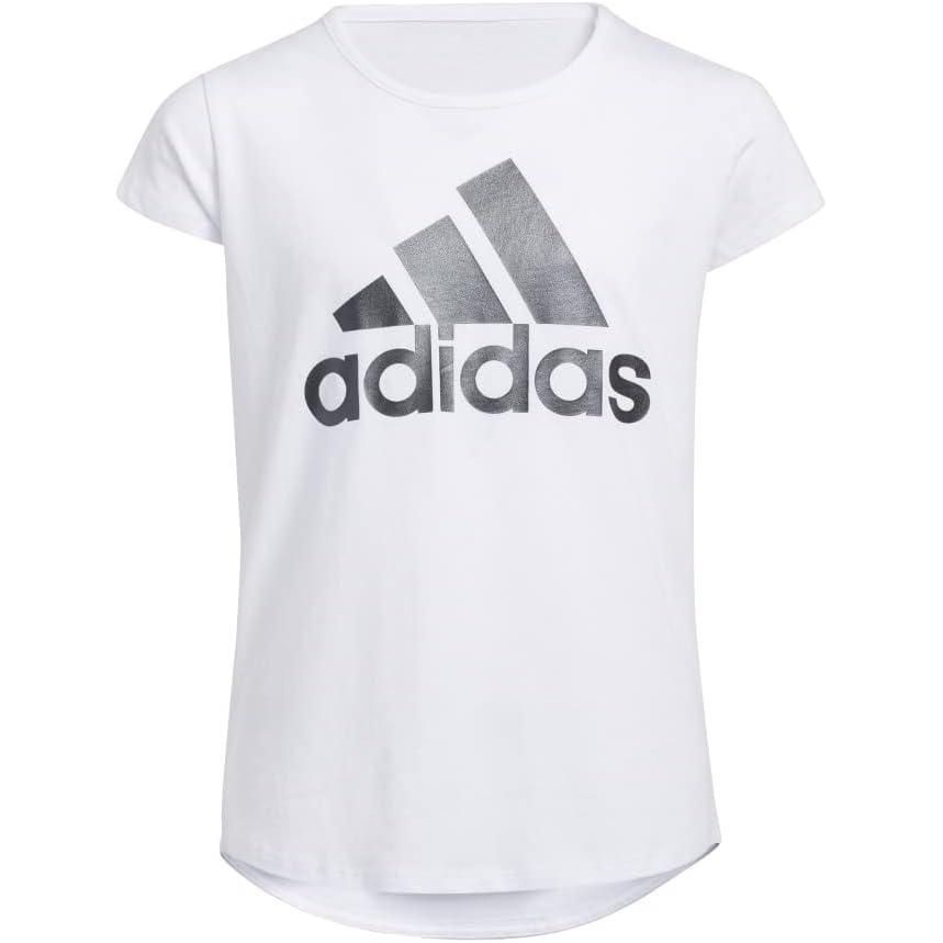 imageadidas Girls Short Sleeve Cotton Essential TShirt TopWhite