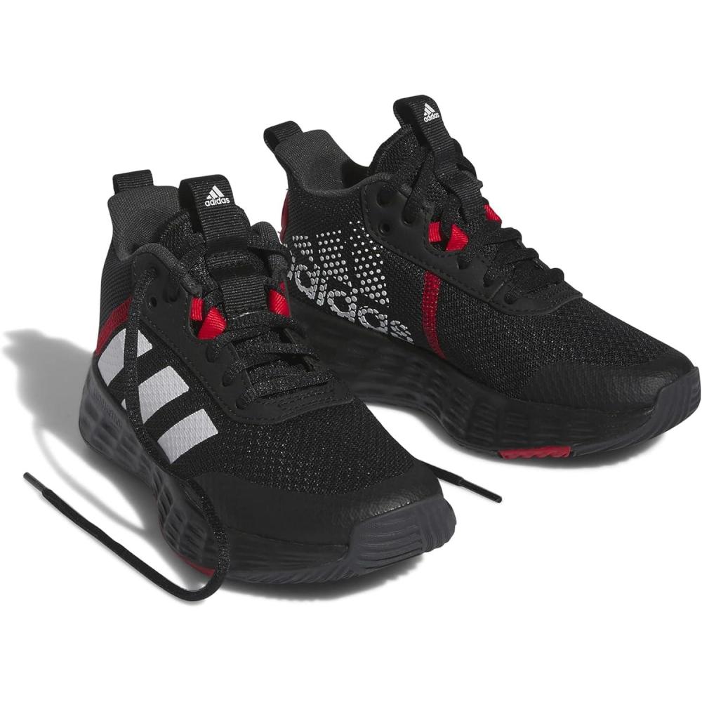 imageadidas Kids Own the Game 20 Basketball ShoeCore BlackWhiteVivid Red
