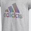 imageadidas Girls Short Sleeve Cotton Essential TShirt TopMedium Grey Heather