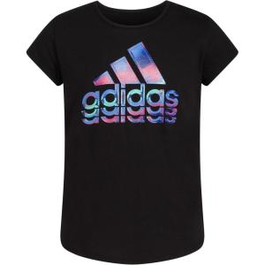 imageadidas Girls Short Sleeve Cotton Essential TShirt TopBlack Multi