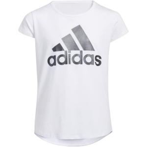 imageadidas Girls Short Sleeve Cotton Essential TShirt TopWhite