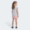 imageadidas girls Graphic Tee ampamp Gym Shorts Tshirt SetGrey With Coral