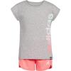 imageadidas girls Graphic Tee ampamp Gym Shorts Tshirt SetGrey With Coral