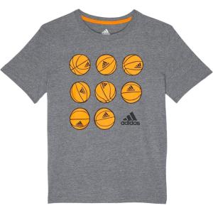 imageadidas Boys Little Short Sleeve Cotton Baseball Novelty TShirtCharcoal Grey Heather
