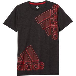 imageadidas Boys Short Sleeve Aeroready Performance Logo Tee TShirtDouble Bos BlackRed