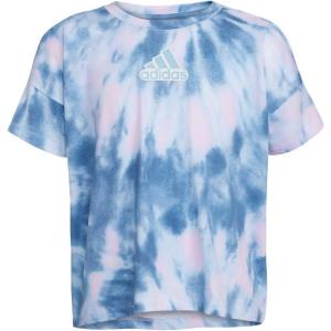 imageadidas Girls Big Short Sleeve Tee TShirtWhite With Blue