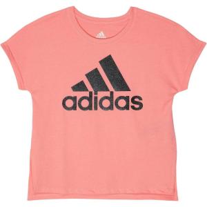 imageadidas Girls Short Sleeve Dolman Waist Heather TeeAcid Red