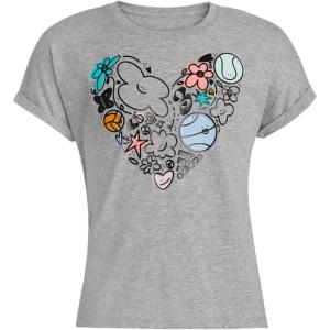 imageadidas Girls Short Sleeve Dolman Waist Heather TeeGrey With Black
