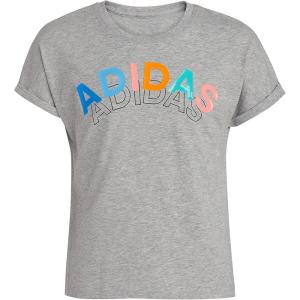imageadidas Girls Short Sleeve Dolman Waist Heather TeeGrey With Multi