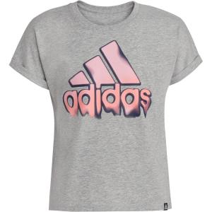 imageadidas Girls Short Sleeve Dolman Waist Heather TeeMedium Grey Heather