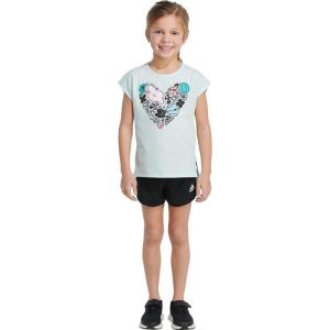 imageadidas girls Graphic Tee ampamp Gym Shorts Tshirt SetIce Mint