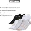 imageadidas Kids No Show Socks 6Pack  Superlite Breathable Youth Ankle SocksCool Light HeatherWhiteBlack Shiny NylonGirls