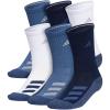 imageadidas Boys Cushioned Mixed Crew 6Pack Little KidBig KidAdultWhiteCollegiate NavyWonder Steel Blue