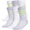 imageadidas Boys Cushioned Mixed Crew 6Pack Little KidBig KidAdultWhiteCool Light HeatherPulse Lime Green